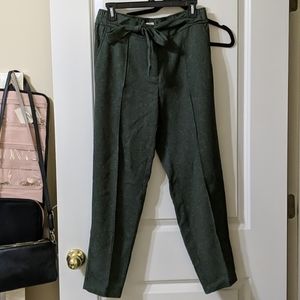 Green tie waist pants